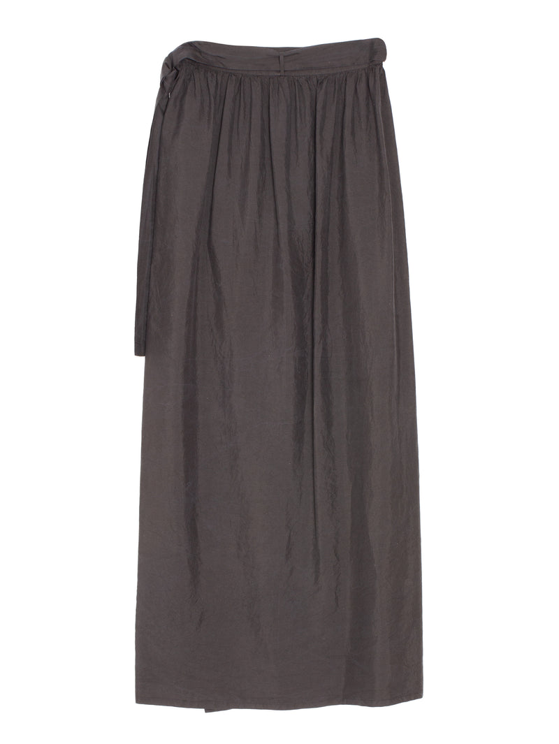 Silk Garment Dyed Wrap Skirt Black