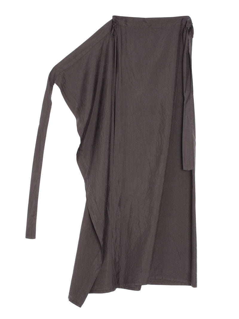 Silk Garment Dyed Wrap Skirt Black