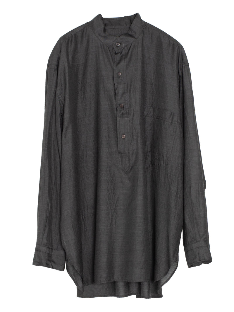 Wool Silk Pullover Shirt Charcoal
