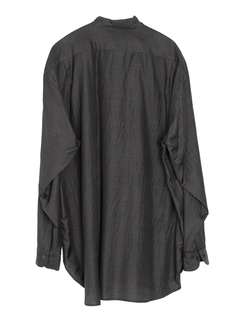 Wool Silk Pullover Shirt Charcoal