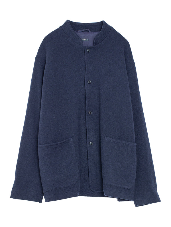 Cashmere Stand Collar Knit Jacket Navy