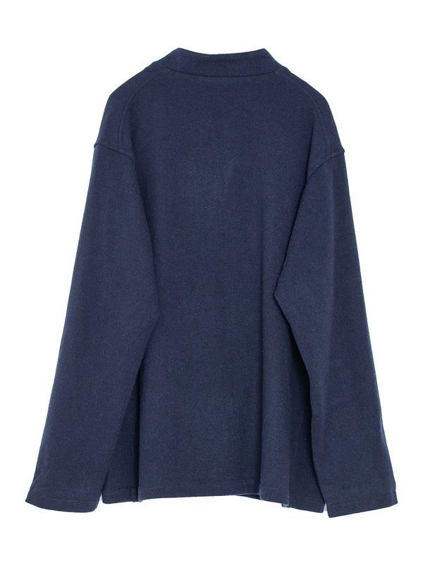 Cashmere Stand Collar Knit Jacket Navy