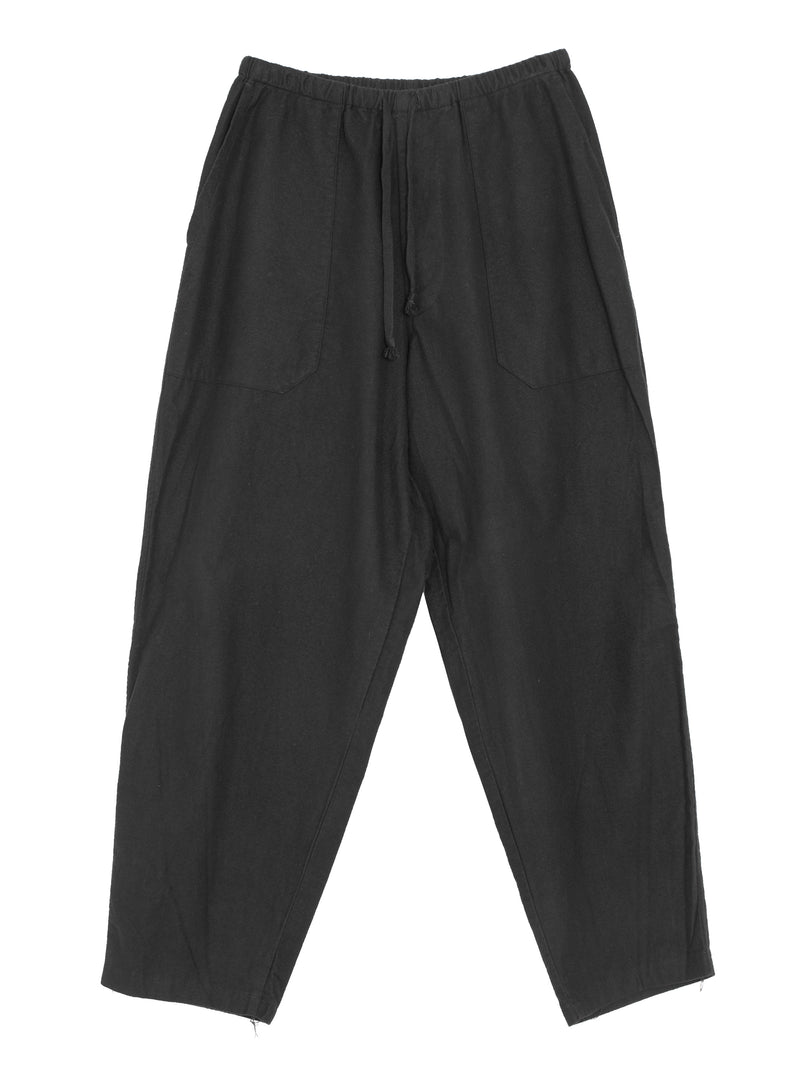 Cotton Flannel Tapered Pants Black