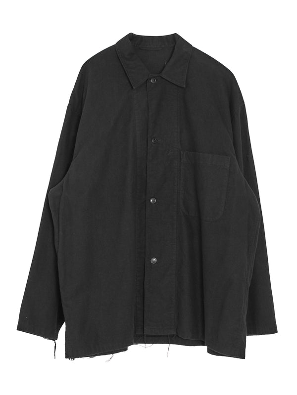 Cotton Flannel Shirt Jacket Black