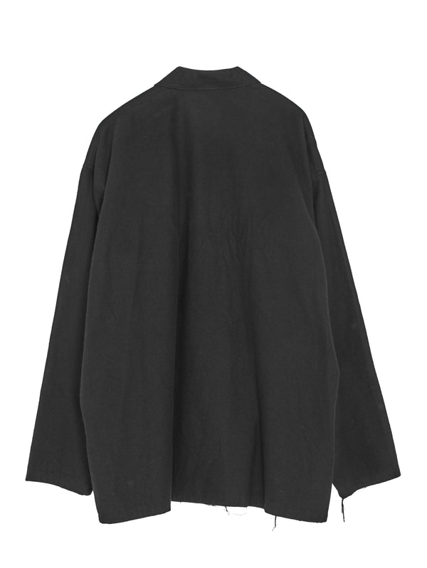 Cotton Flannel Shirt Jacket Black