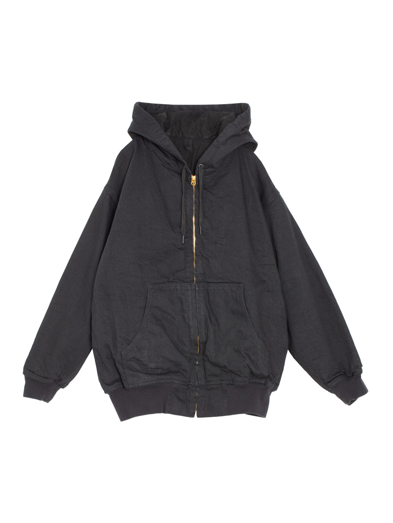 Denim Zip Parka Black