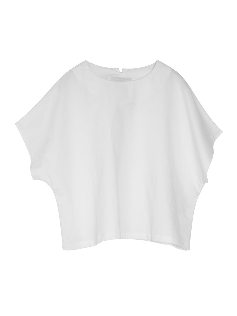 Cotton Flax Poplin Folk Top White