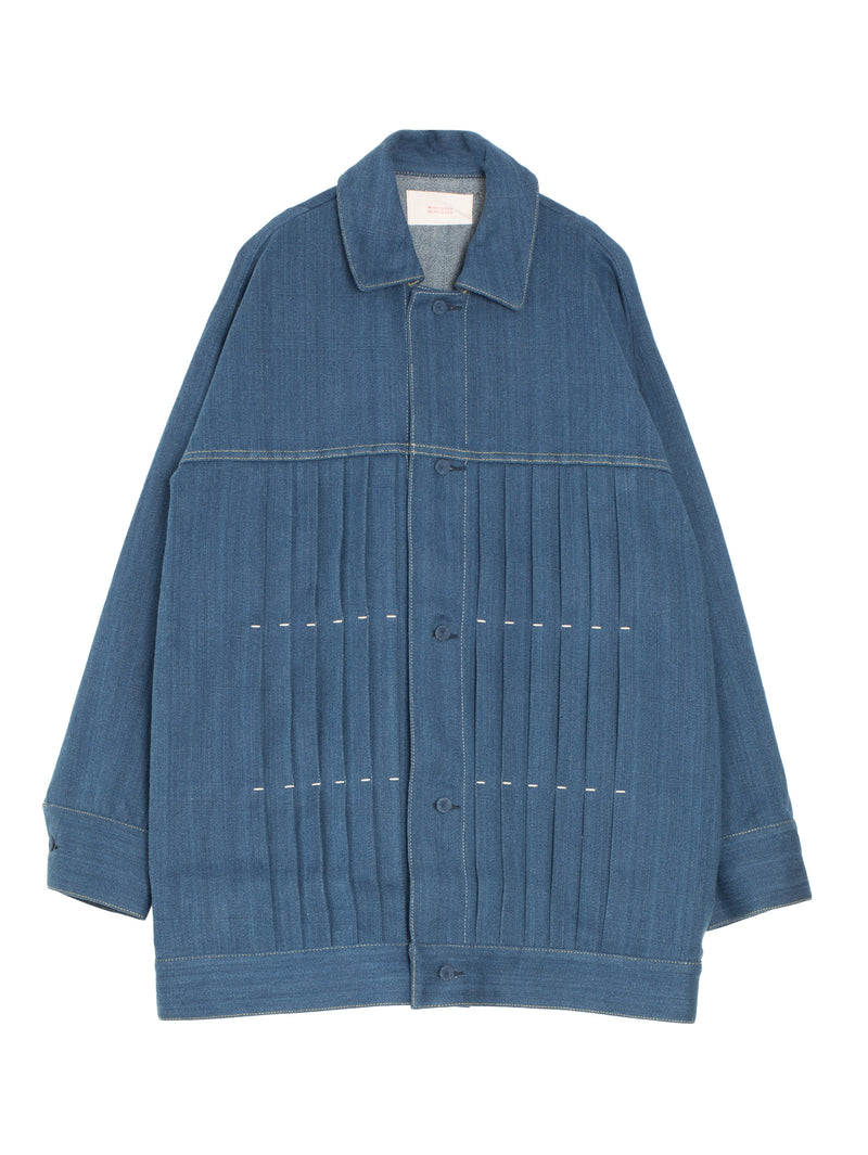 Natural Indigo Dyed Hand Woven Denim Jacket Indigo