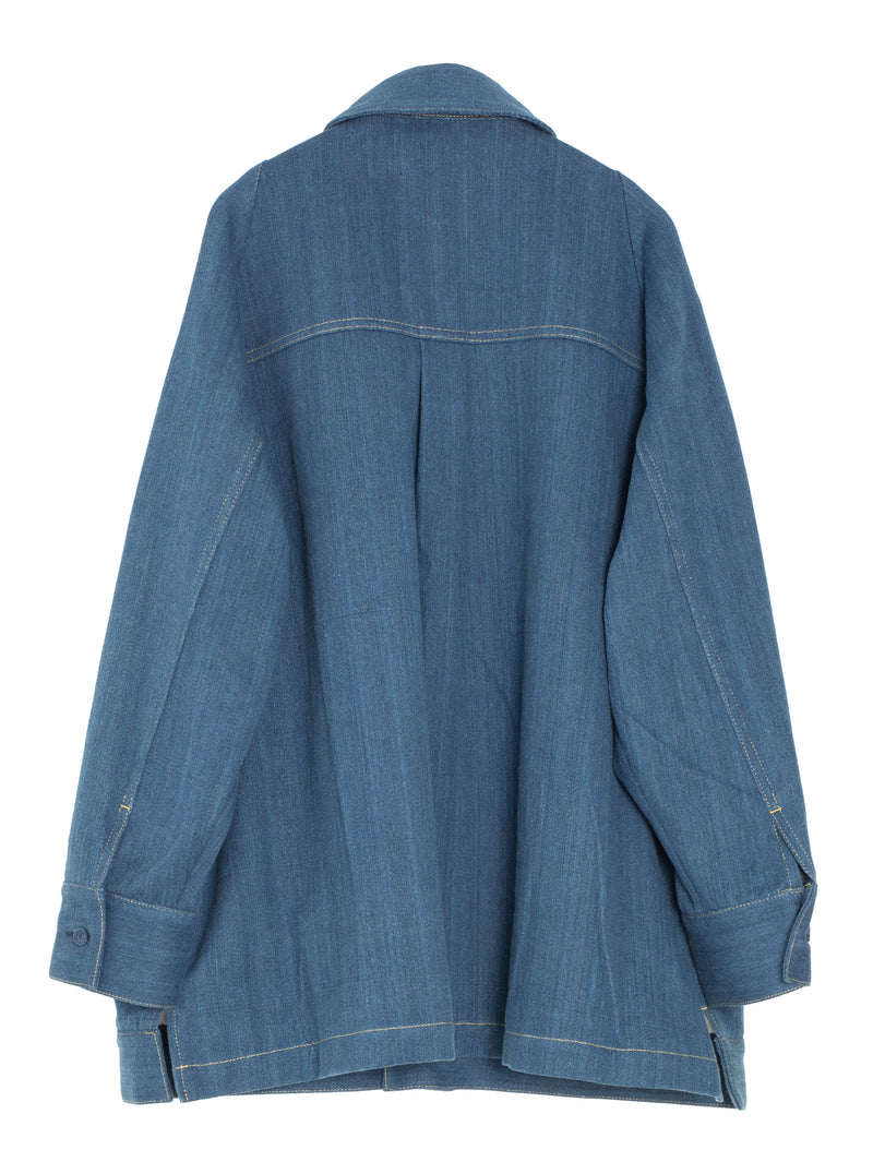 Natural Indigo Dyed Hand Woven Denim Jacket Indigo