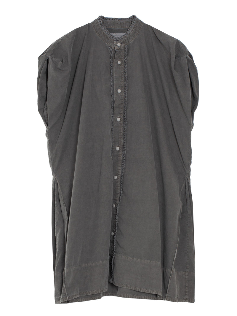 Organic Cotton Broadcloth Paper Bag Shirt Dress With Frill Lace Dark Sumi