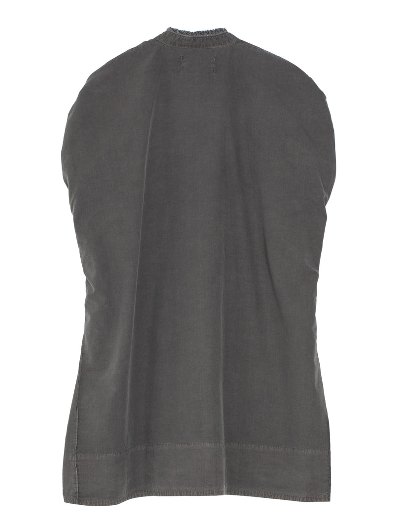 Organic Cotton Broadcloth Paper Bag Shirt Dress With Frill Lace Dark Sumi