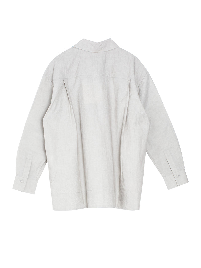 Cotton Linen Typewriter Front Fly Shirt Light Gray