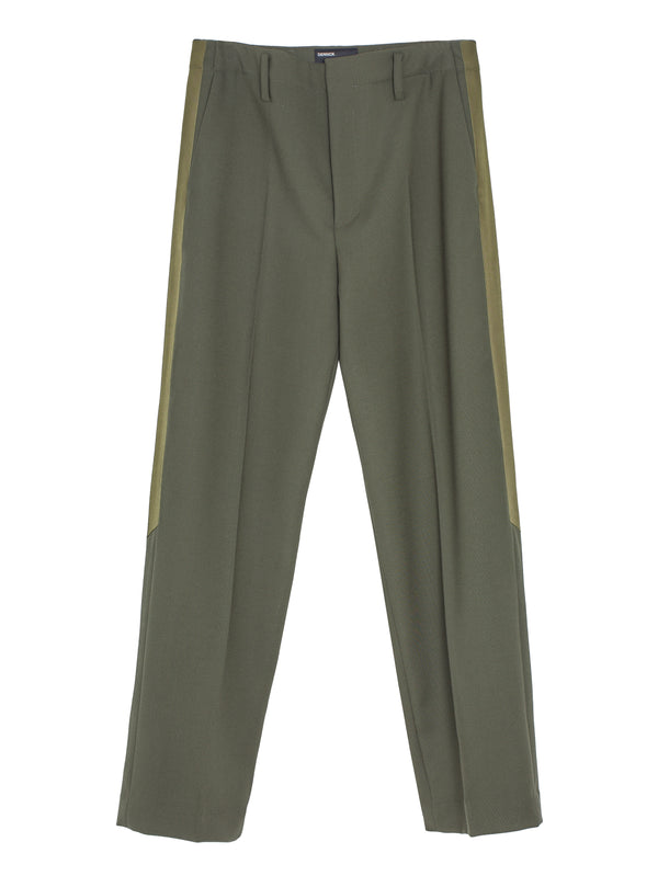 Broken Stripe Suit Trousers Tonal Olive Green