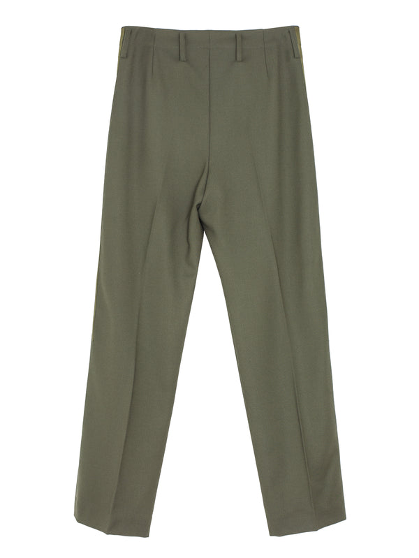 Broken Stripe Suit Trousers Tonal Olive Green