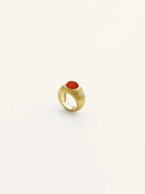 Wave Motion Signet Ring Red Jasper