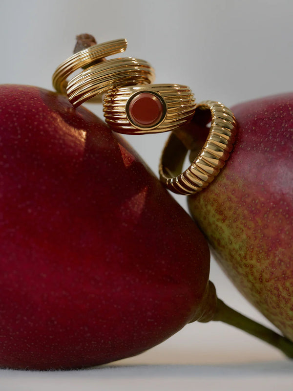 Wave Motion Signet Ring Red Jasper