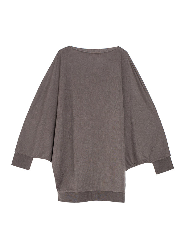 Huge Batwinged T-Shirt Cashmere Silk Knit Taupe