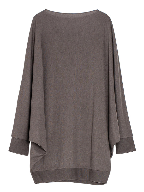 Huge Batwinged T-Shirt Cashmere Silk Knit Taupe