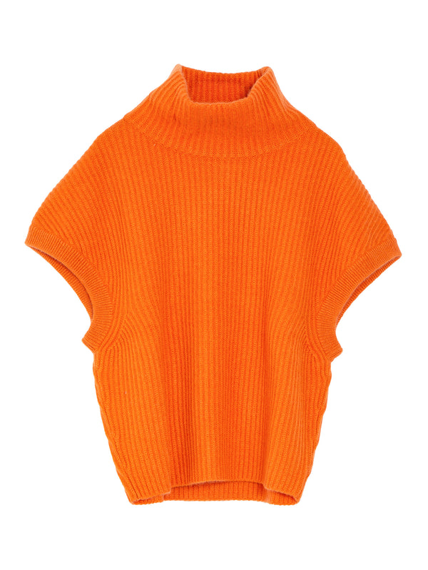 T-Neck Sleeveless Sweater Cashmere Knit Arancio