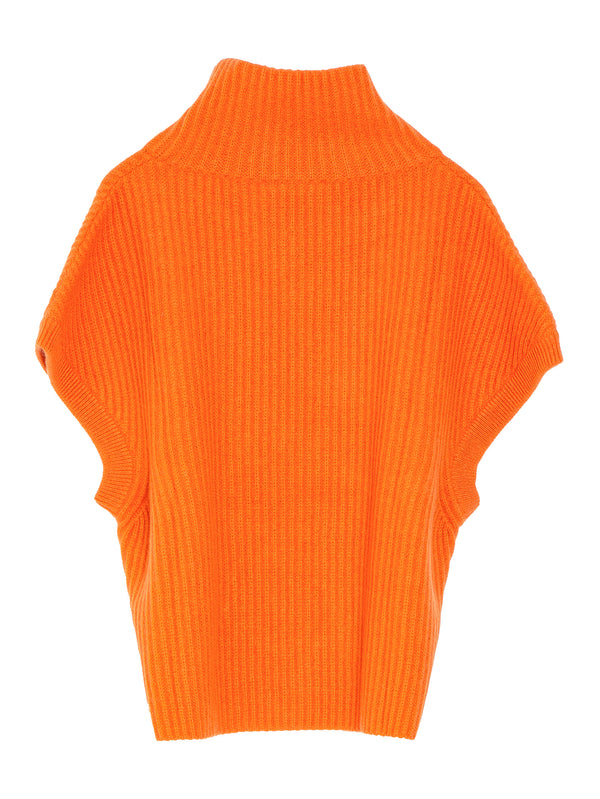 T-Neck Sleeveless Sweater Cashmere Knit Arancio