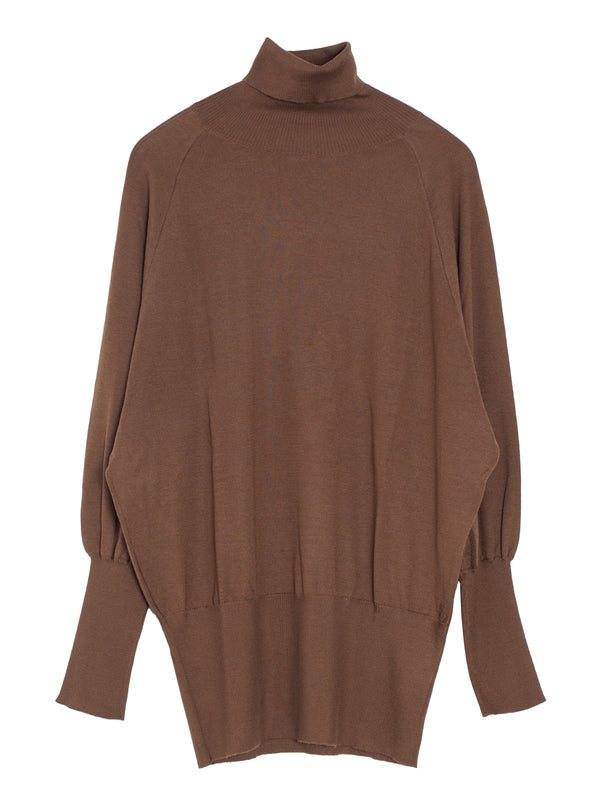 Turtleneck Raglan Sweater 18GG Cashmere Knit Palissandro