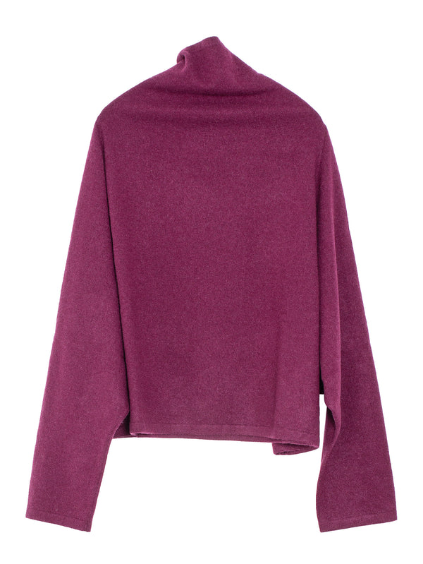 Batwing Oversized T-Neck Short Cashmere Knit Oxblood