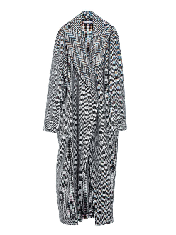 Long Coat With Pocket Herringbone Cashmere Monochromes