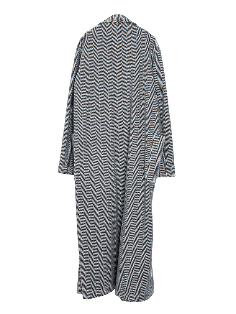 Long Coat With Pocket Herringbone Cashmere Monochromes