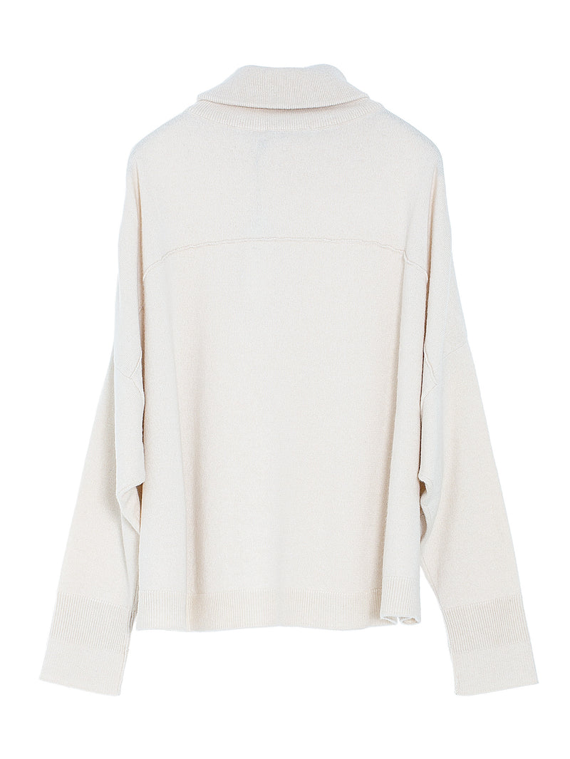 T-Neck Chunky Sweater Off White