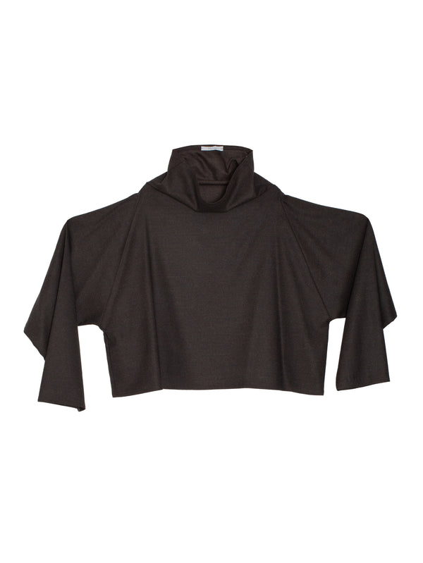 Batwing Turtleneck Oversize Short Shirt Flannel Ebano