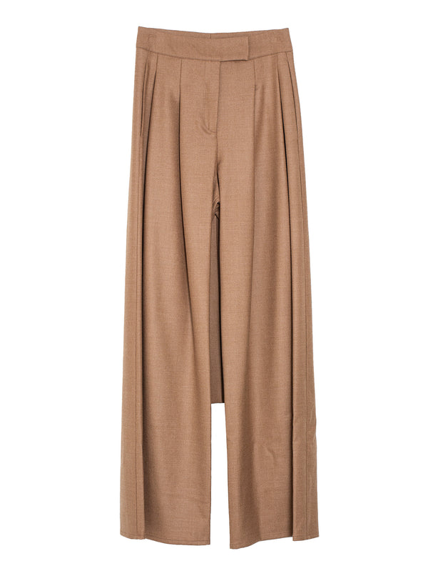 Wide Leg Pants With Belt Flanell Camel