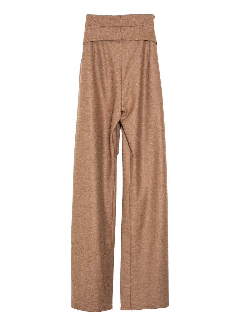 Wide Leg Pants With Belt Flanell Camel