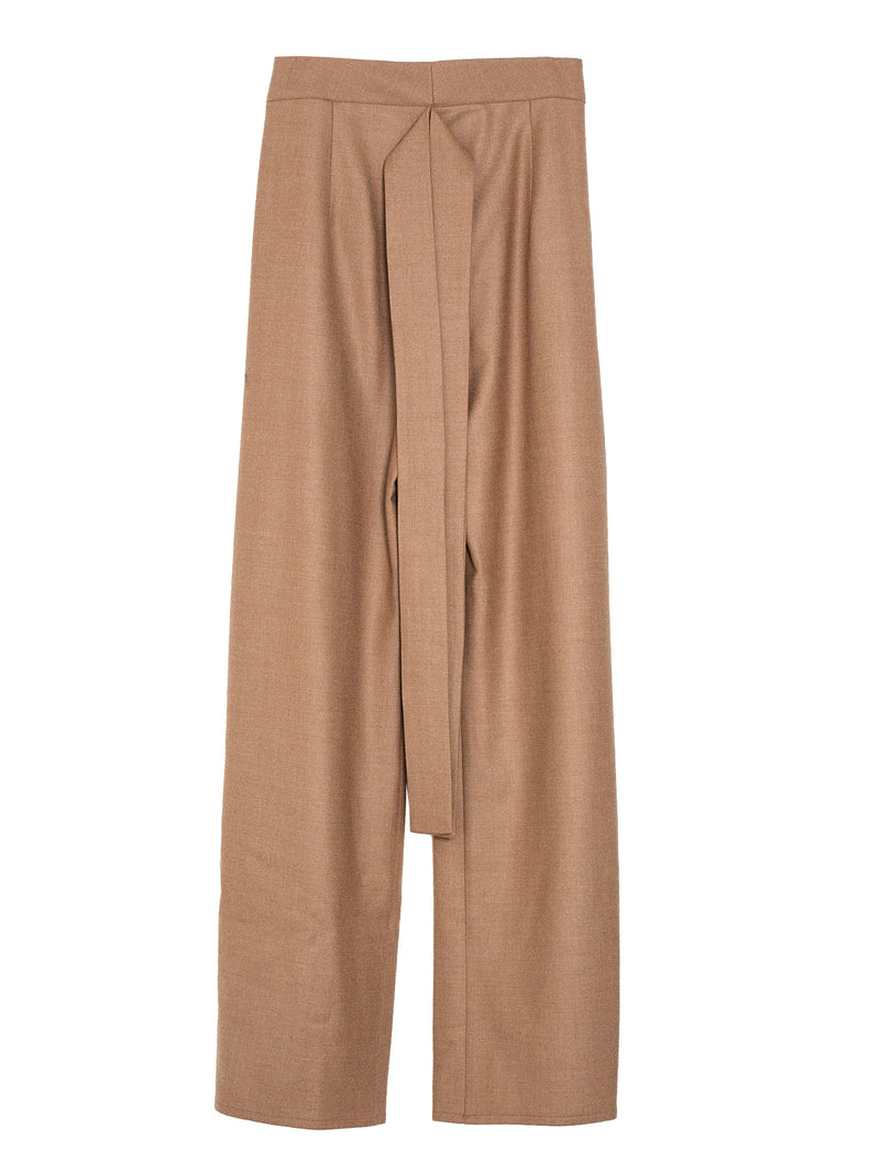 Wide Leg Pants With Belt Flanell Camel