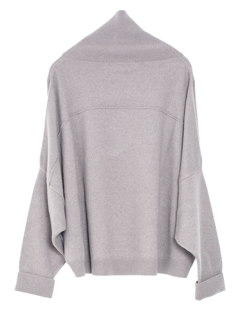 T-Neck Chunky Sweater Cashmere Knit Tortora