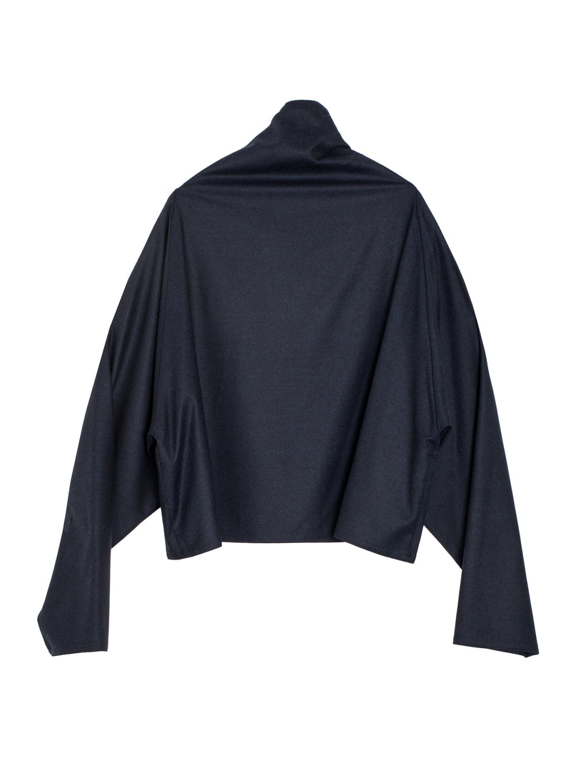 Batwing Turtleneck Oversize Short Shirt Flannel Midnight
