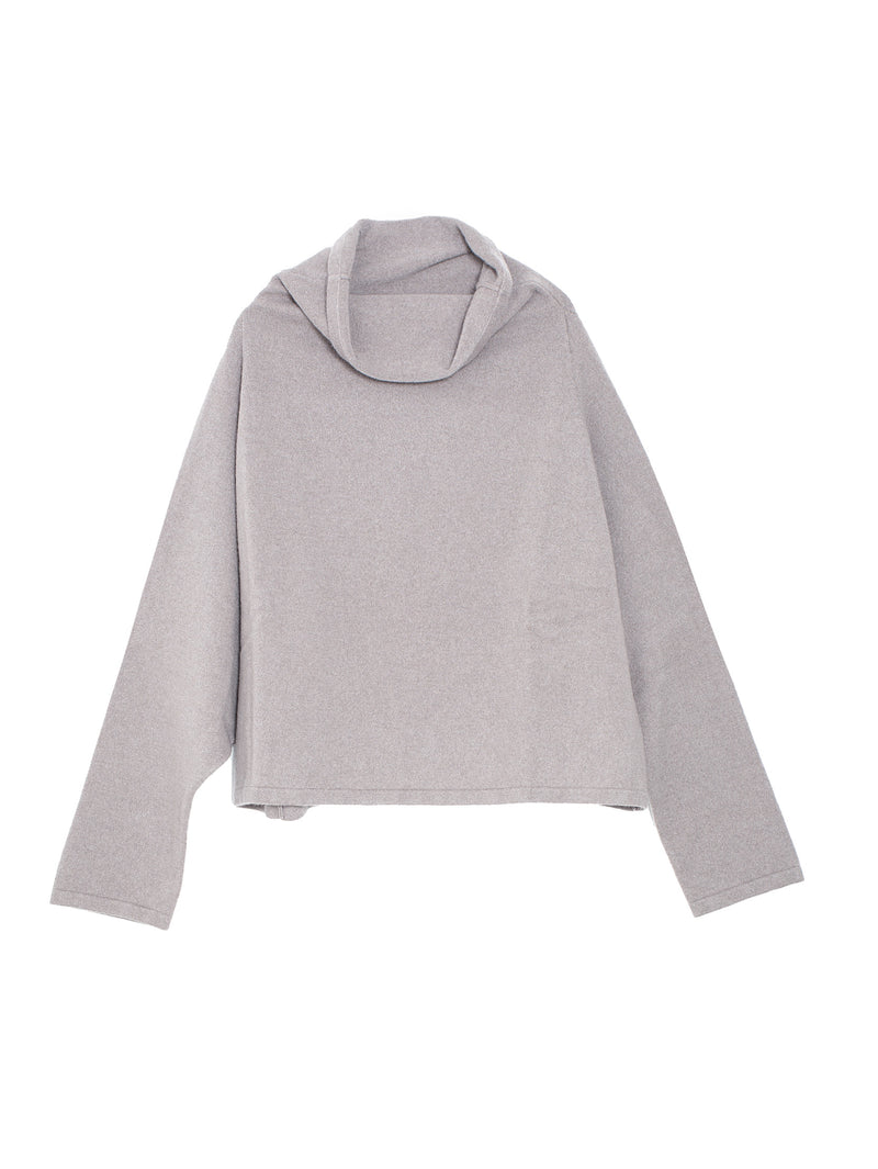 Batwing Oversized T-Neck Short Cashmere Knit Tortora