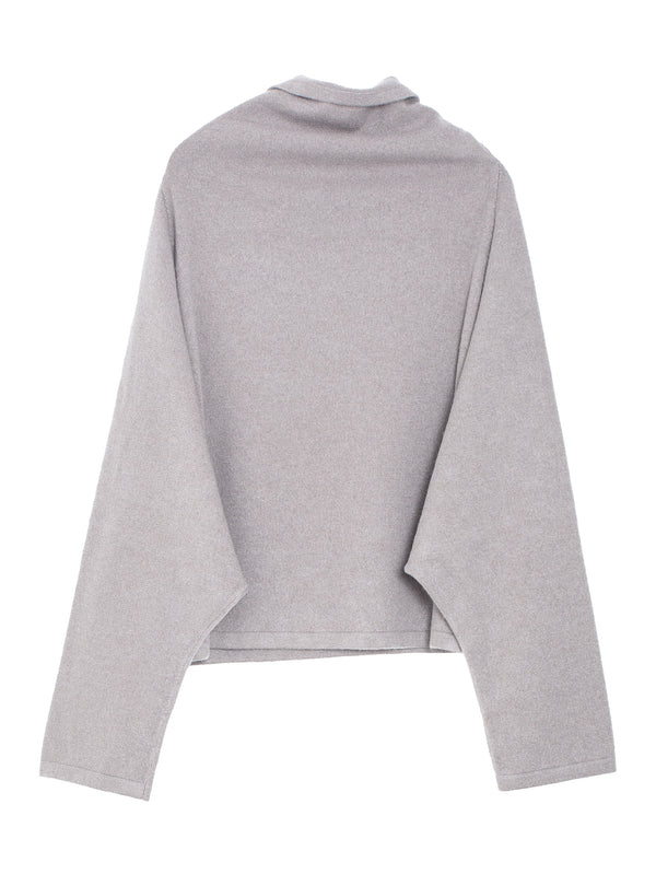 Batwing Oversized T-Neck Short Cashmere Knit Tortora