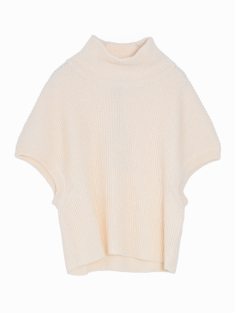 T-Neck Sleeveless Sweater Ivory