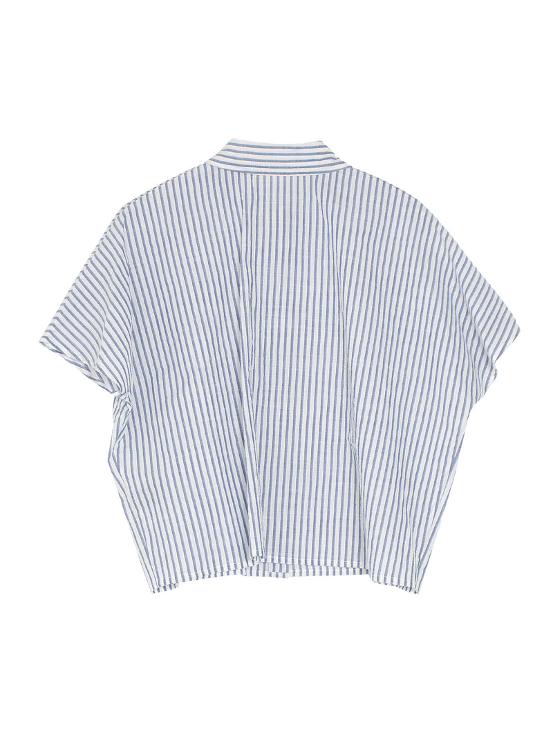 Cropped Shirt Cotton Crepon Marine