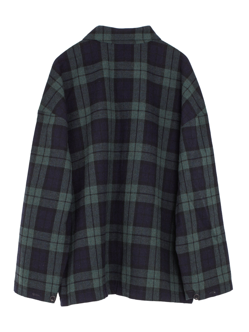Field Shirt Two Irish Wool Check Black Navy Green