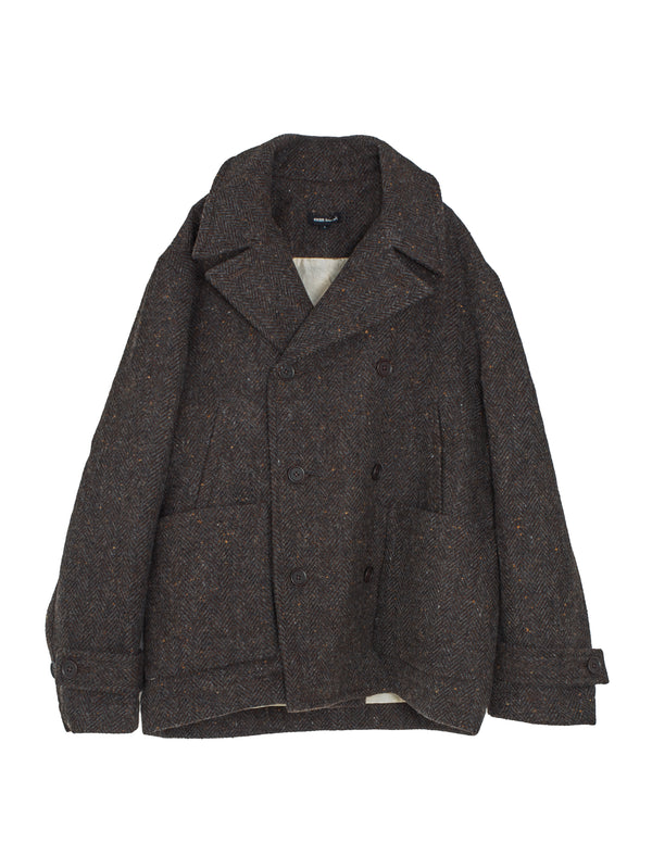 Peacoat Wool Herringbone Brown Charcoal