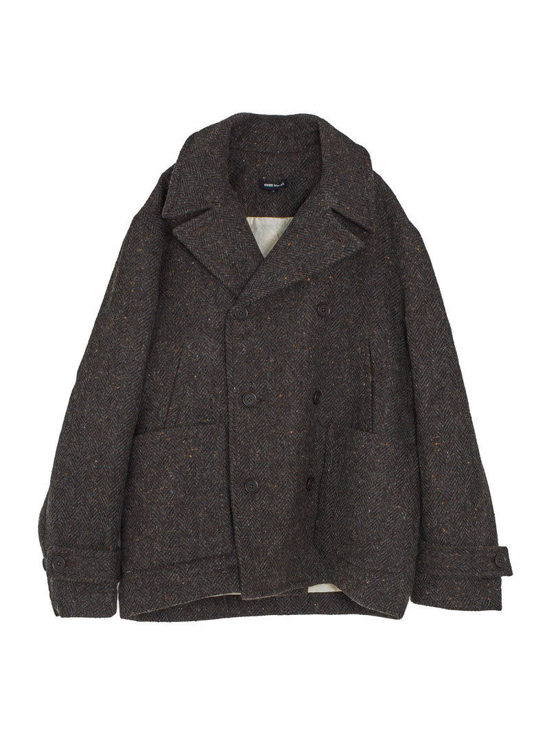 Peacoat Wool Herringbone Brown Charcoal