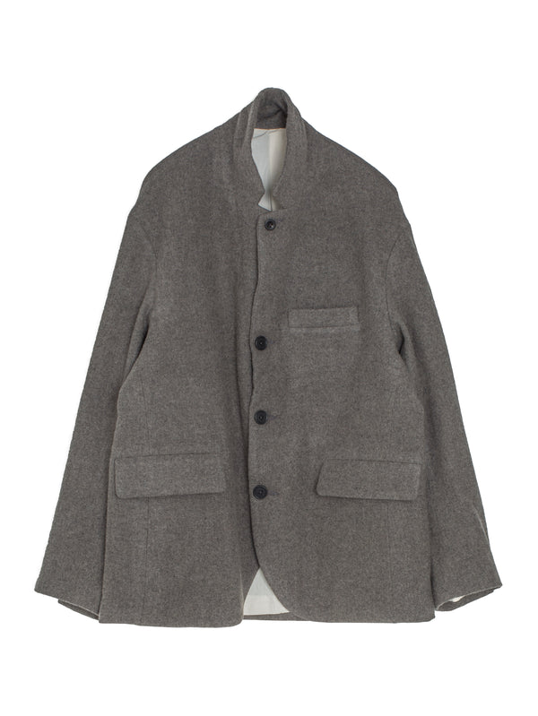 Three Button Jacket Brushed Wool Cashmere Mid Grey