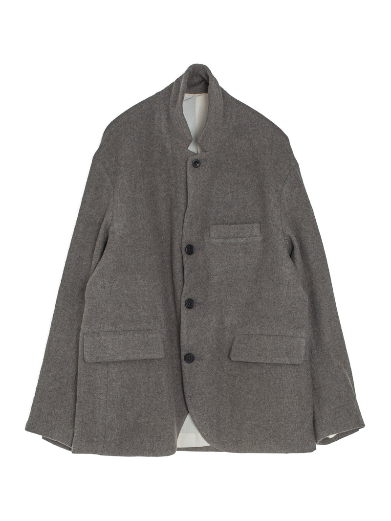 Three Button Jacket Brushed Wool Cashmere Mid Grey
