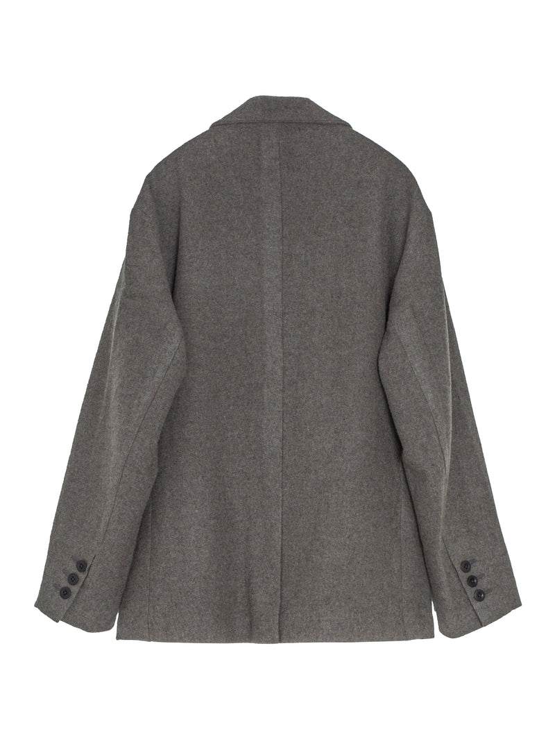 Three Button Jacket Brushed Wool Cashmere Mid Grey