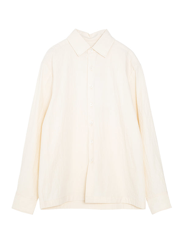 Flat Hem Shirt Cotton Wool Typewriter Off White