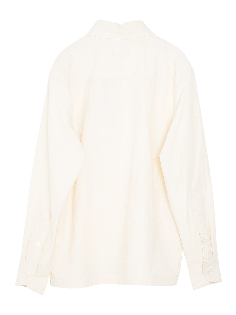 Flat Hem Shirt Cotton Wool Typewriter Off White