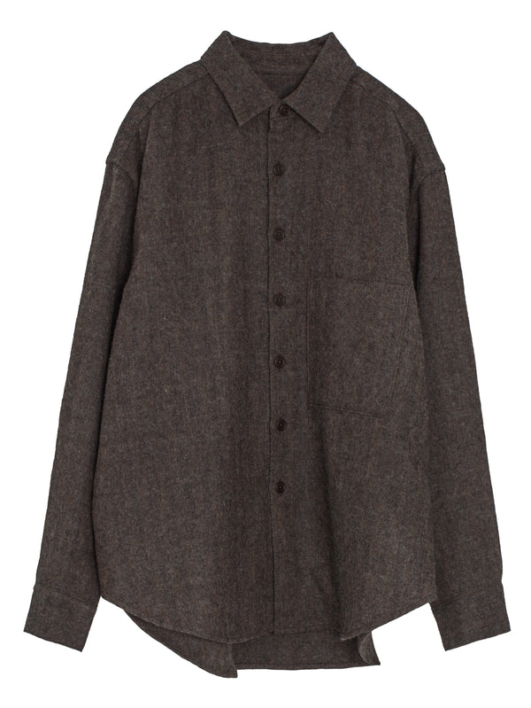 Big Shirt Two Undyed Wool H-Bone Dark brown