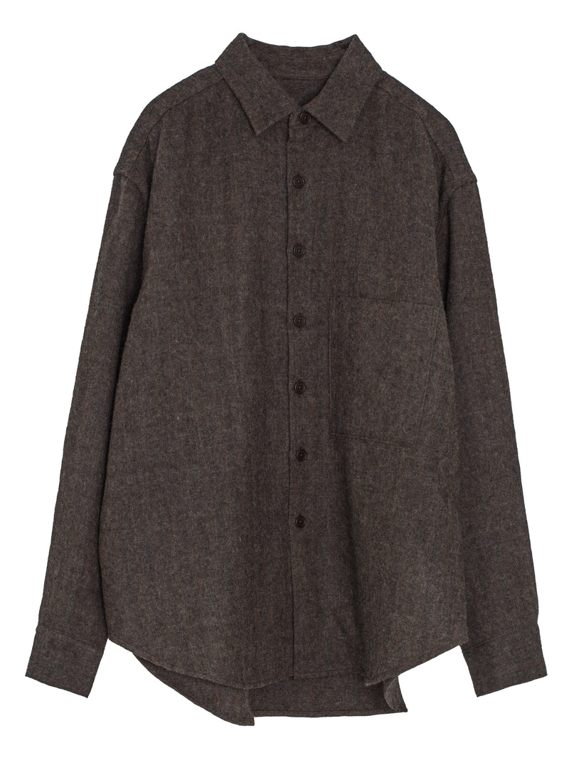 Big Shirt Two Undyed Wool H-Bone Dark brown