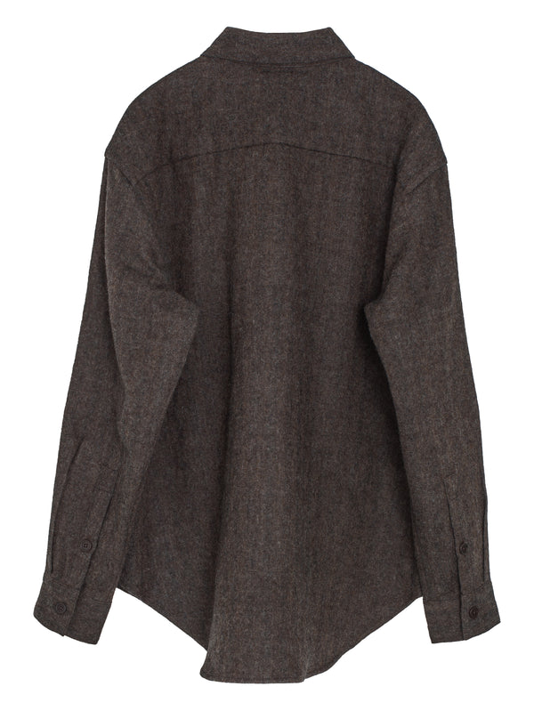 Big Shirt Two Undyed Wool H-Bone Dark brown